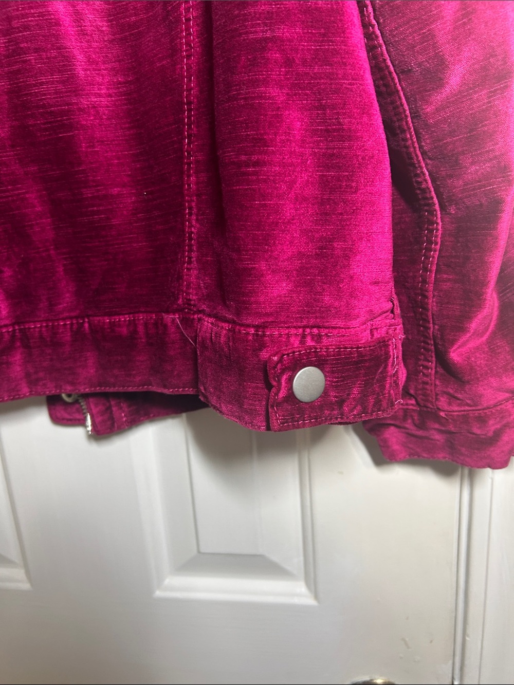 Free People Velvet Trucker Jacket - Magenta, Size XS/S - Picture 10 of 11